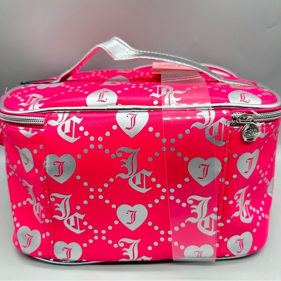 Juicy Couture Pink Travel Cosmetic Bag with Silver Polka Dots –Makeup Organizer - Picture 3 of 6